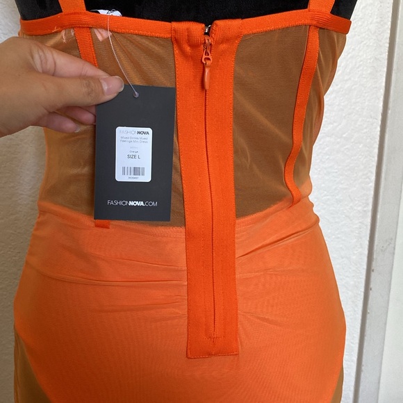 Fashion Nova orange see through dress - Picture 5 of 7